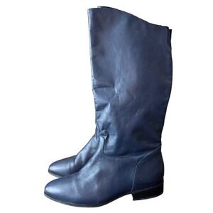 Navy Blue Naturalizer Leather Riding Boots Women's 9.5 M Preppy  Fun Low Heel